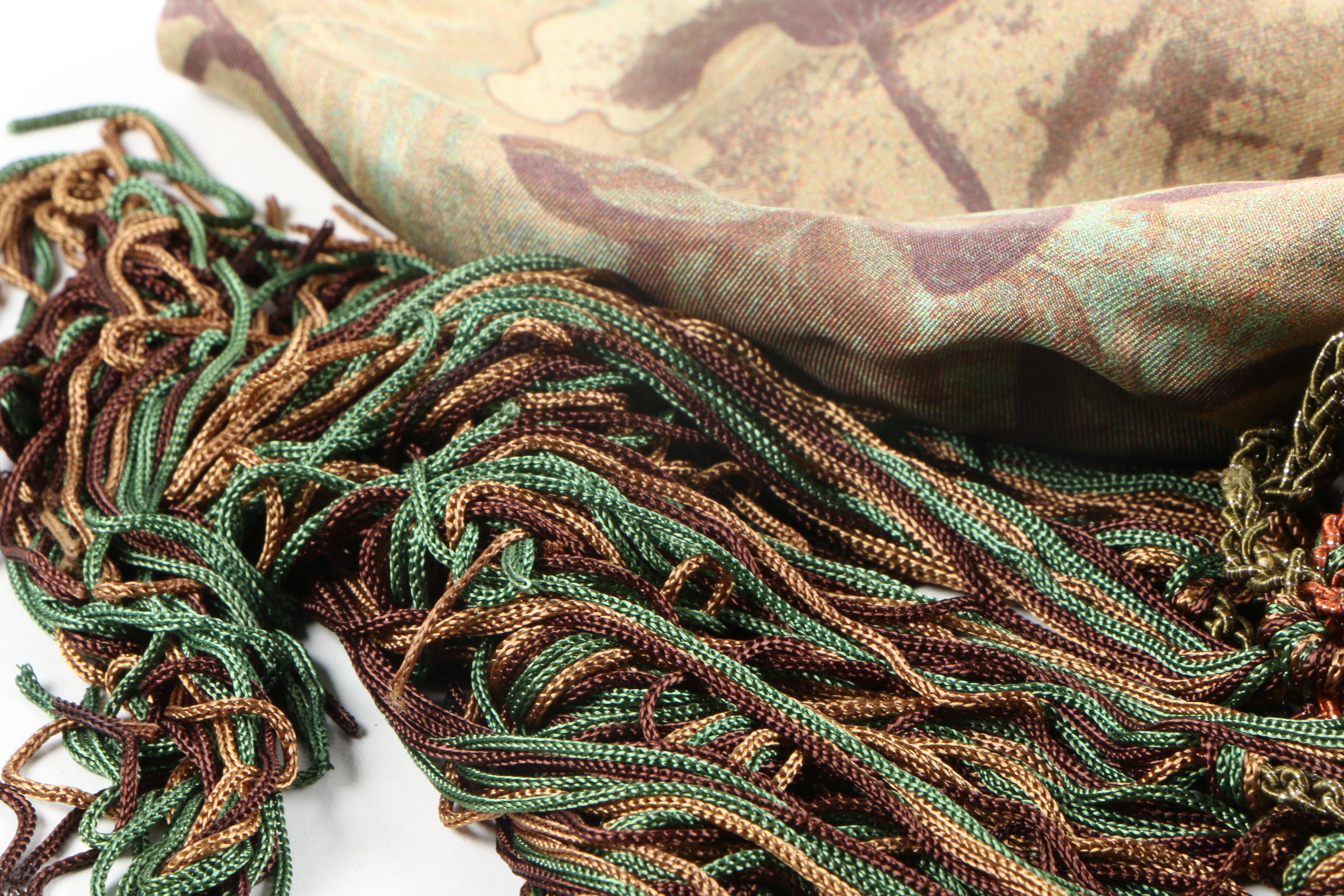 Silk Fringe Scarves Including Pazuki