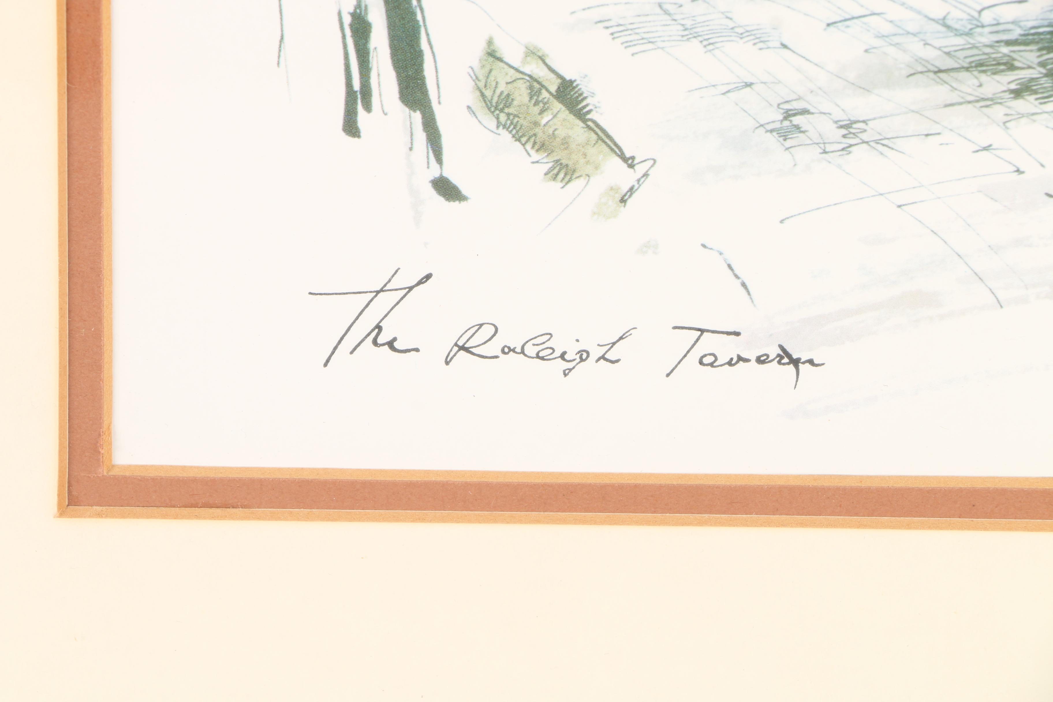 Offset Lithographs After John Haymson "Old Court House Williamsburg" and "The Raleigh Tavern"