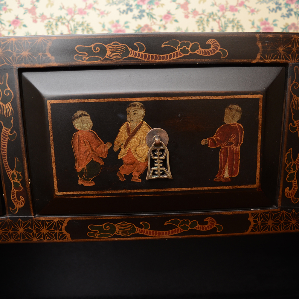 Chinoiserie Painted Black Cabinet