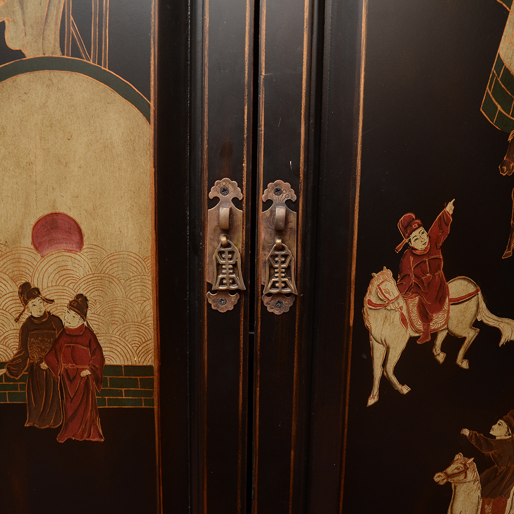 Chinoiserie Painted Black Cabinet