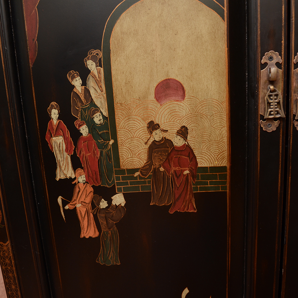 Chinoiserie Painted Black Cabinet