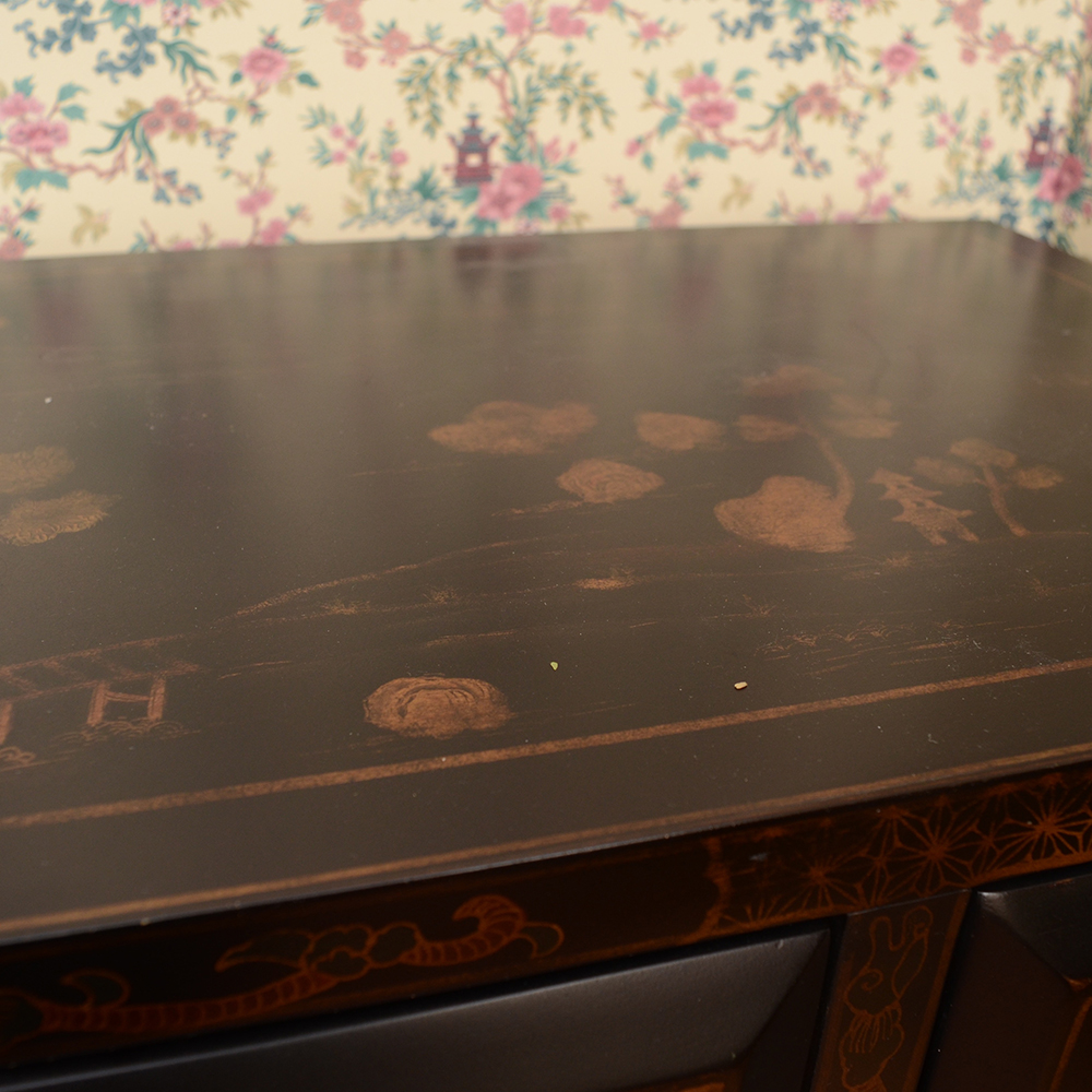 Chinoiserie Painted Black Cabinet