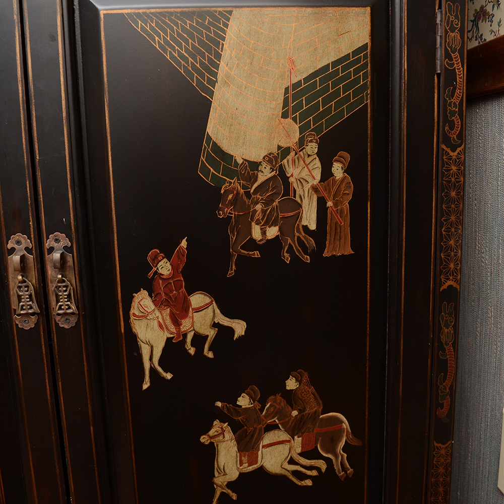 Chinoiserie Painted Black Cabinet