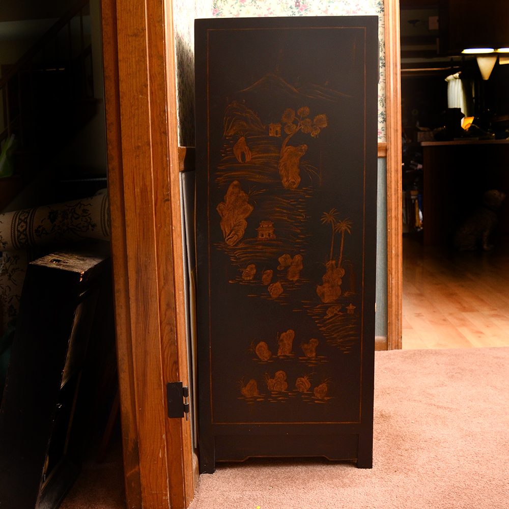 Chinoiserie Painted Black Cabinet