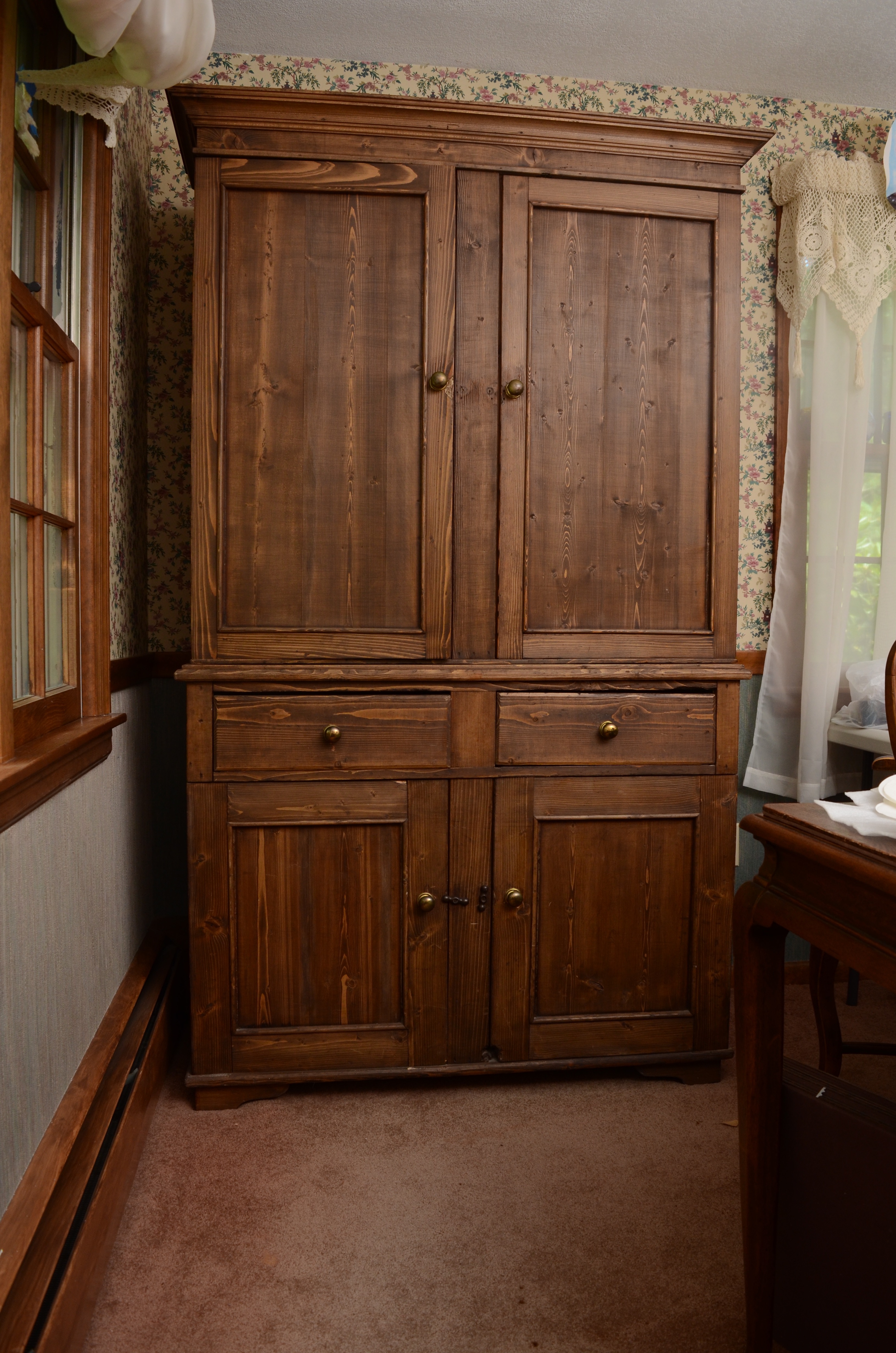 Pine Armoire With Walnut Stain
