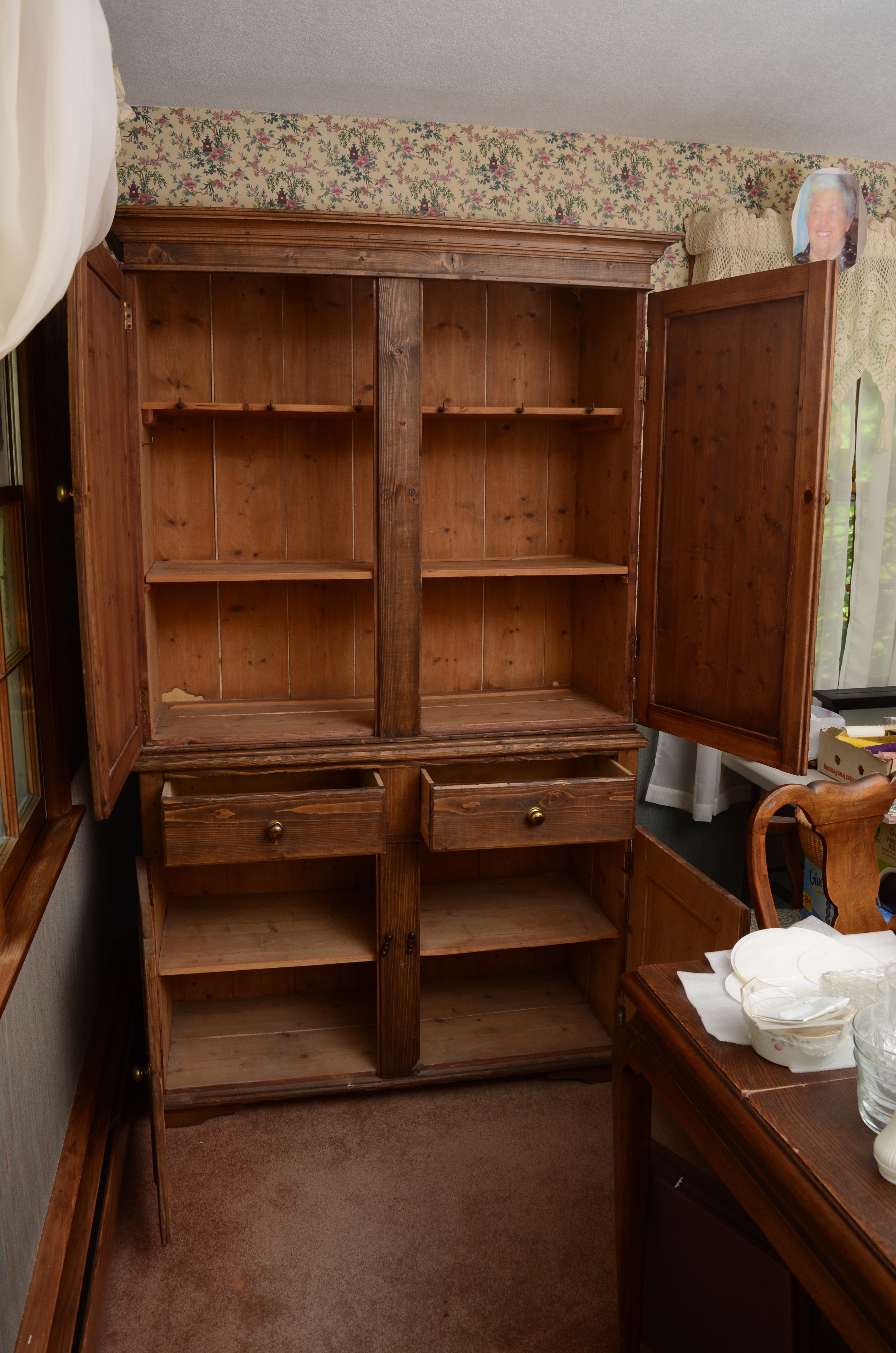 Pine Armoire With Walnut Stain