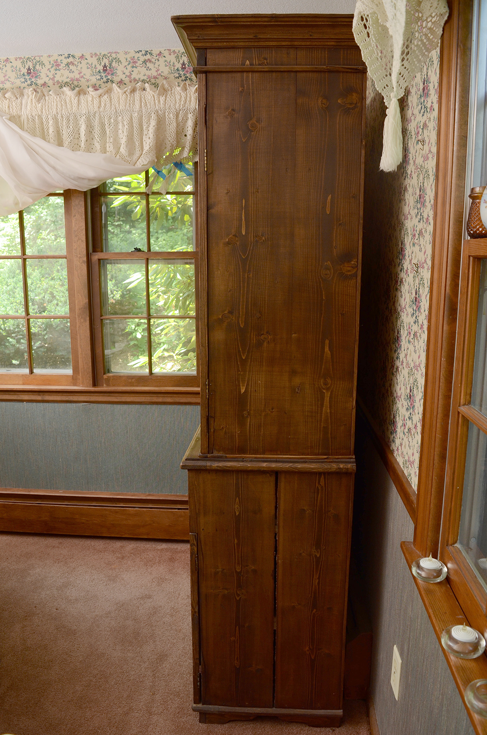 Pine Armoire With Walnut Stain