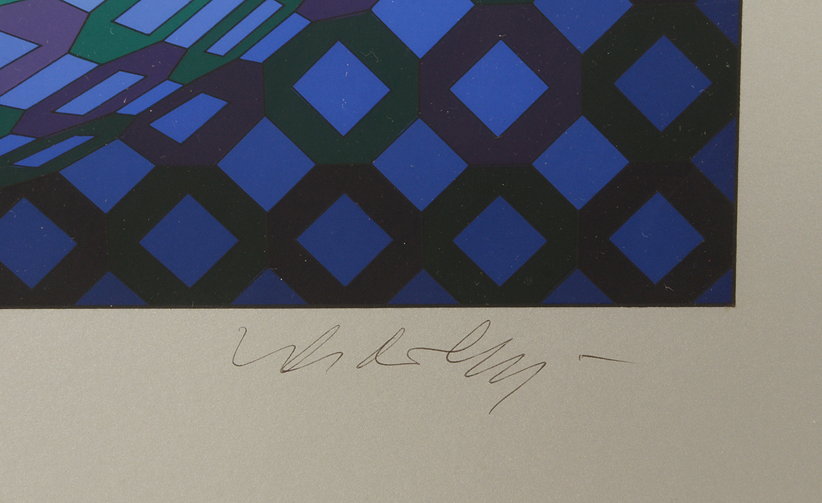 Victor Vasarely Signed Original 1974 Serigraph "XII Okta-Pos"