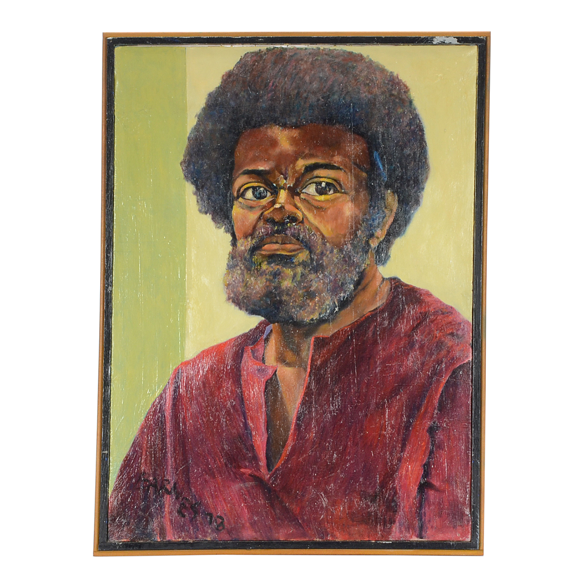 Curtis Barnes Original 1978 Oil Portrait on Canvas "Self Study"