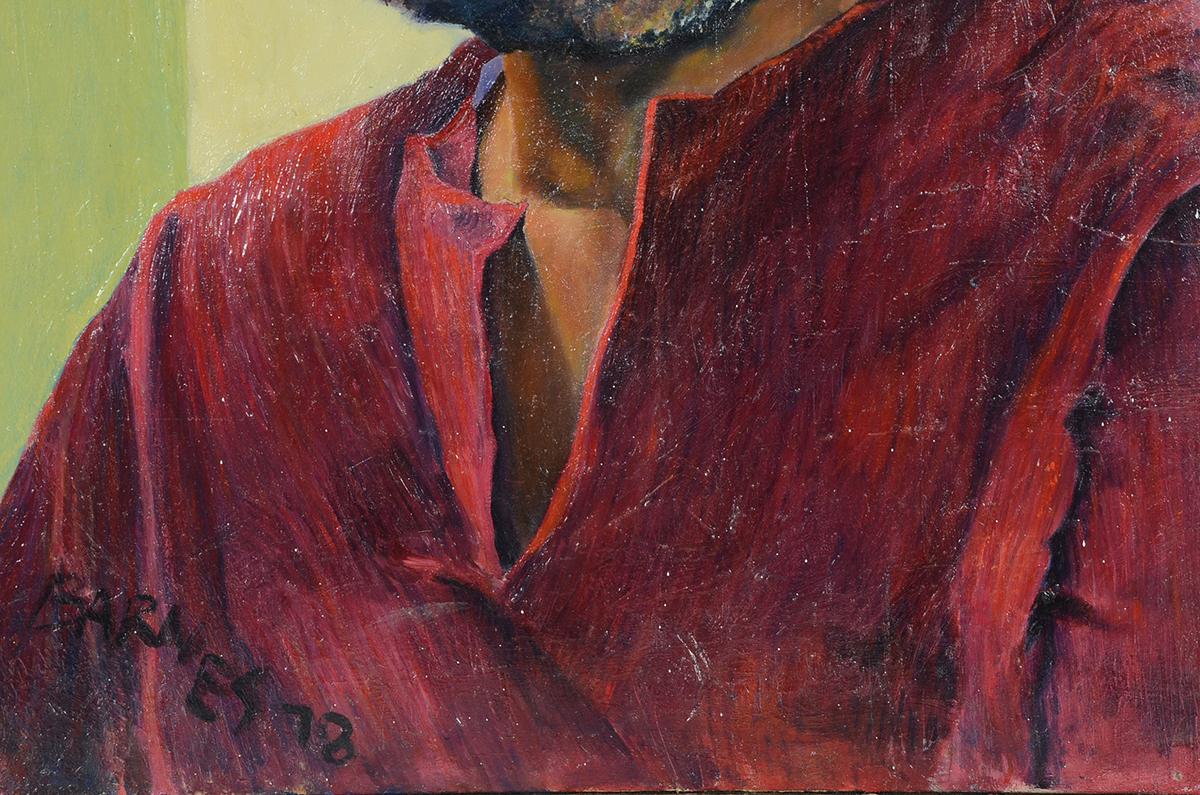 Curtis Barnes Original 1978 Oil Portrait on Canvas "Self Study"