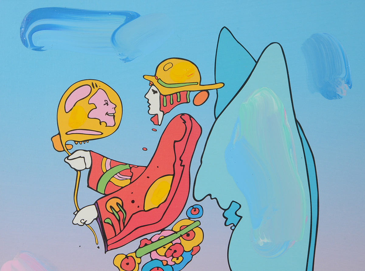 Peter Max Original 2006 Signed Mixed Media "Tip Top Floating on Blends"