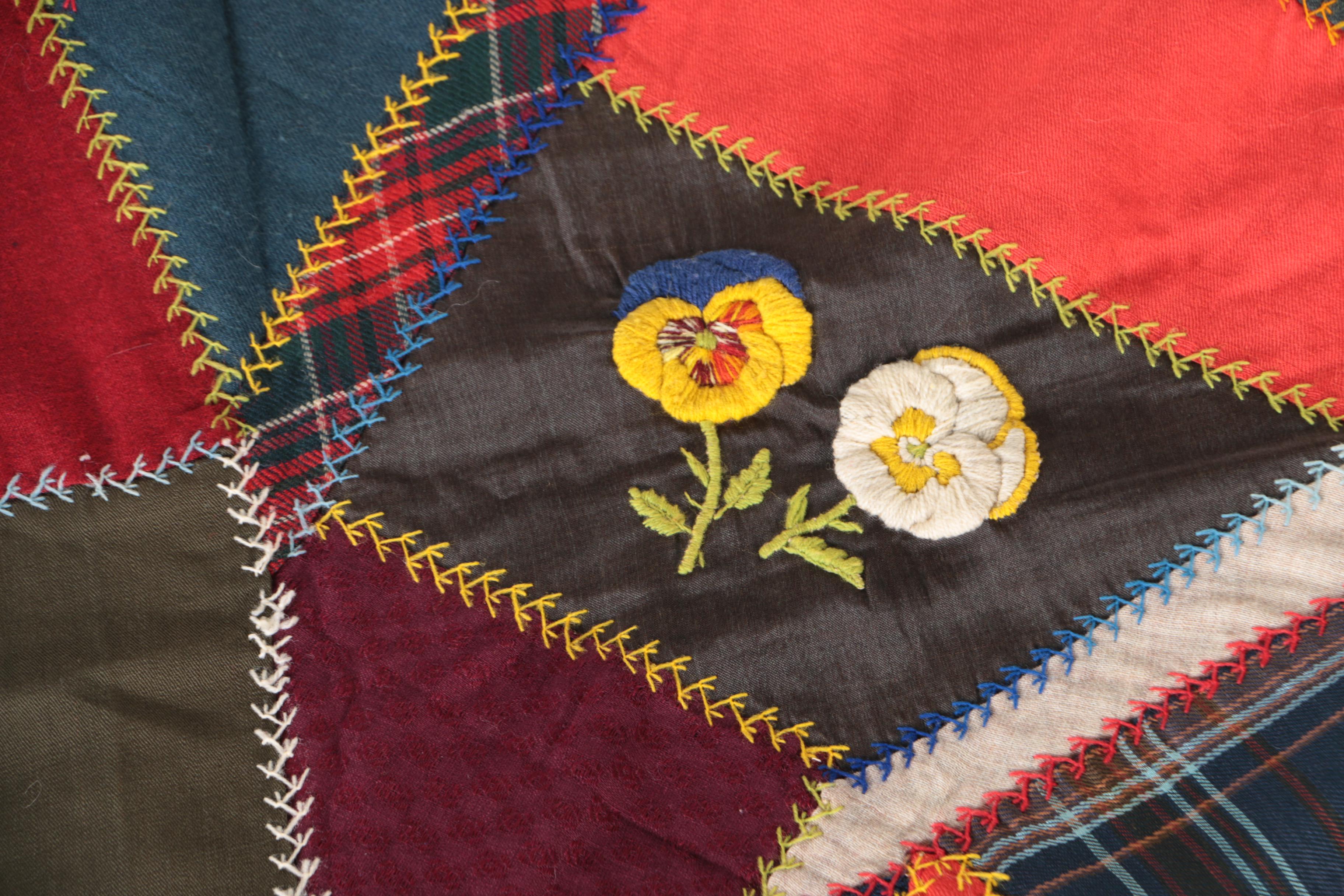 Handmade "Wool Crazy" Patchwork Quilt