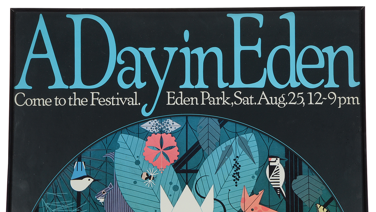 Original 1984 Promotional Poster with Artwork after Charley Harper "A Day in Eden"