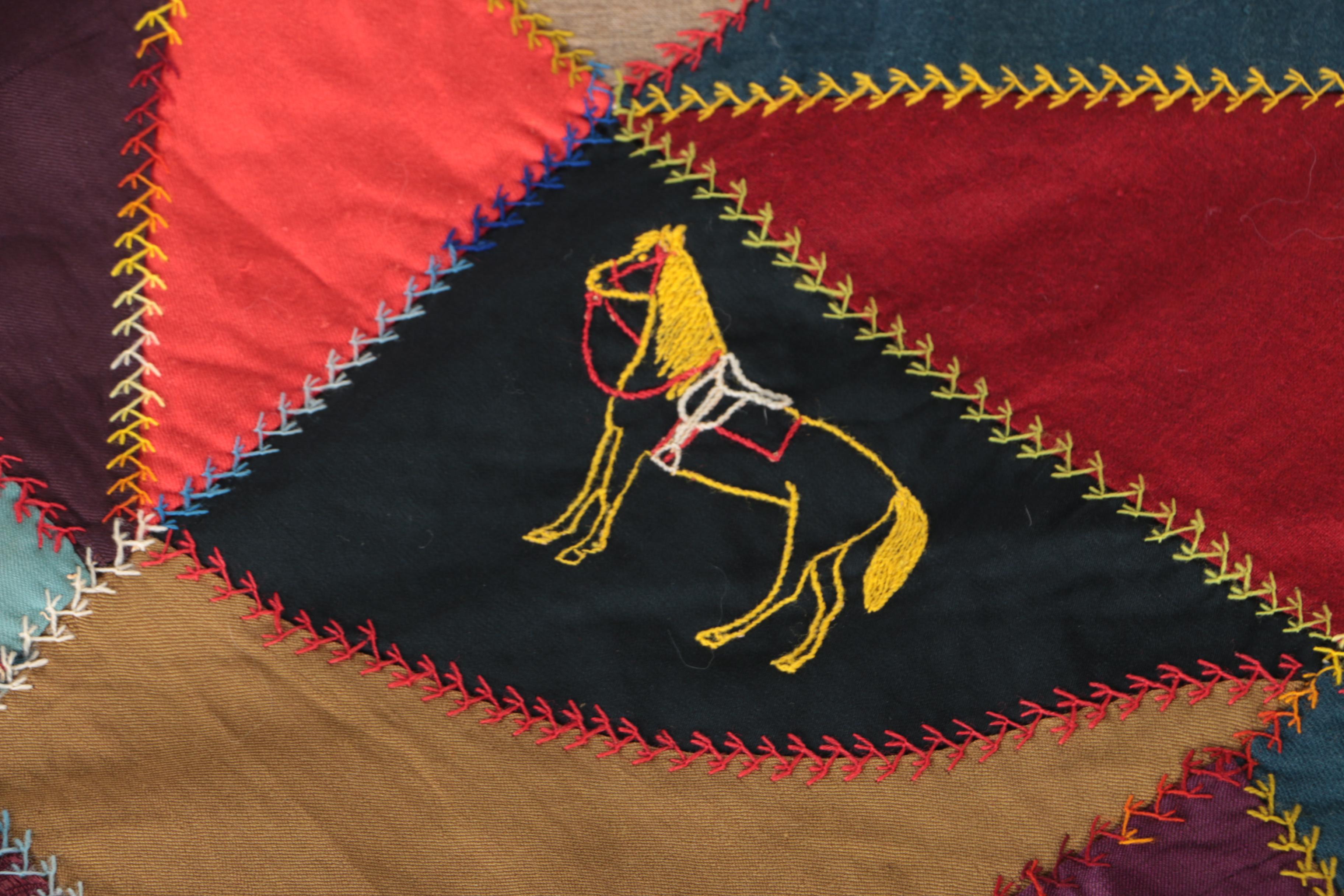 Handmade "Wool Crazy" Patchwork Quilt