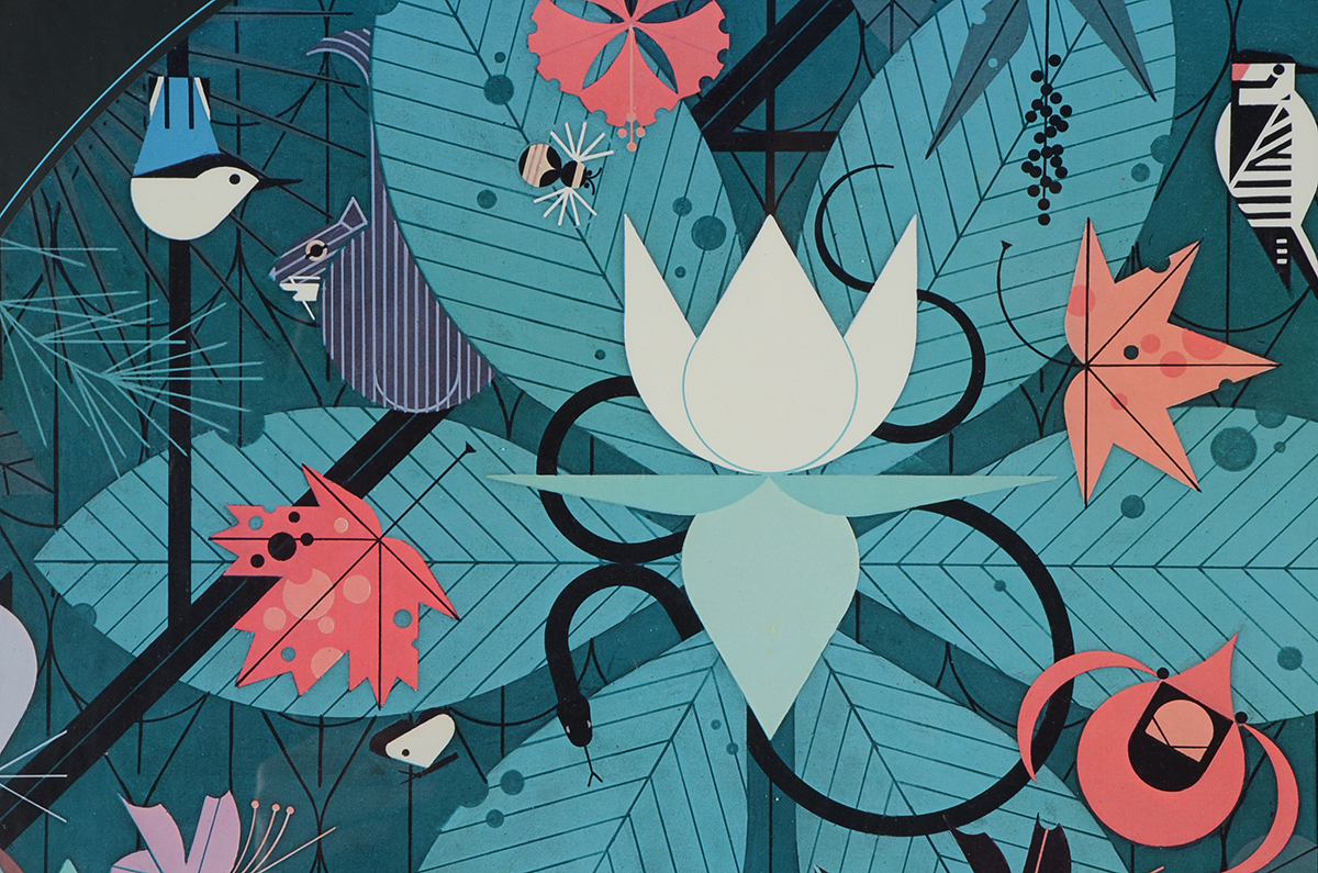 Original 1984 Promotional Poster with Artwork after Charley Harper "A Day in Eden"