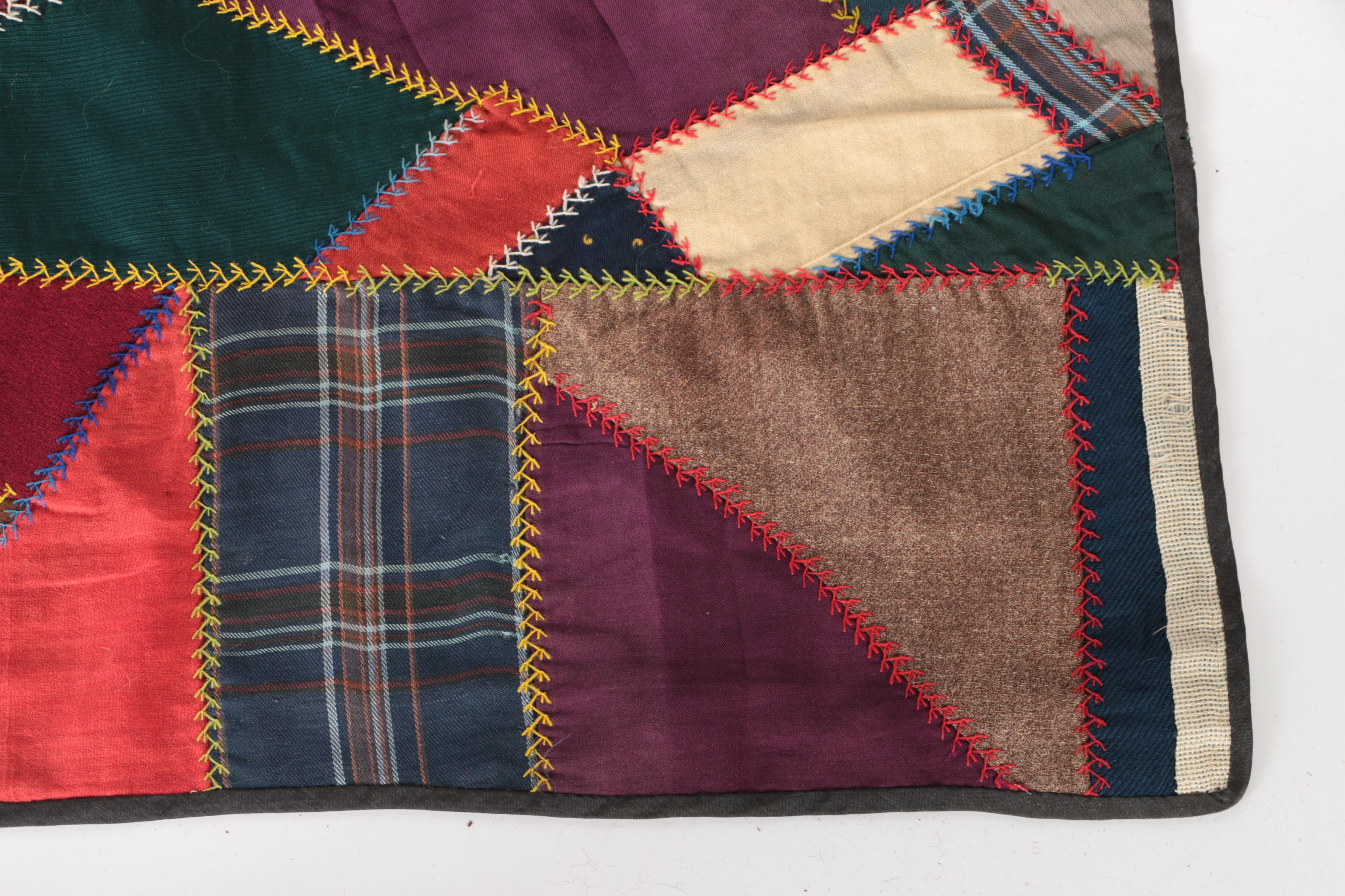 Handmade "Wool Crazy" Patchwork Quilt