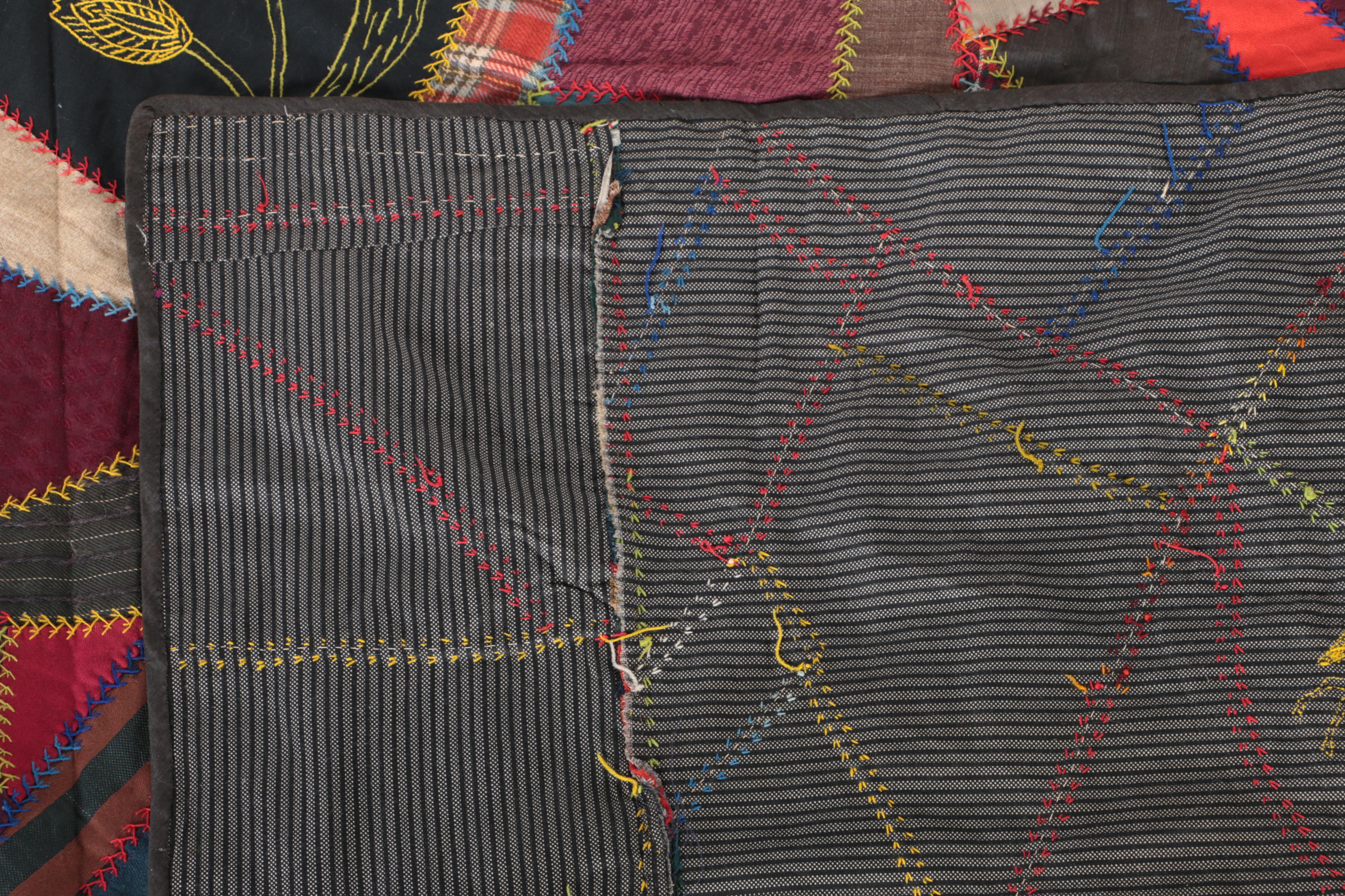 Handmade "Wool Crazy" Patchwork Quilt