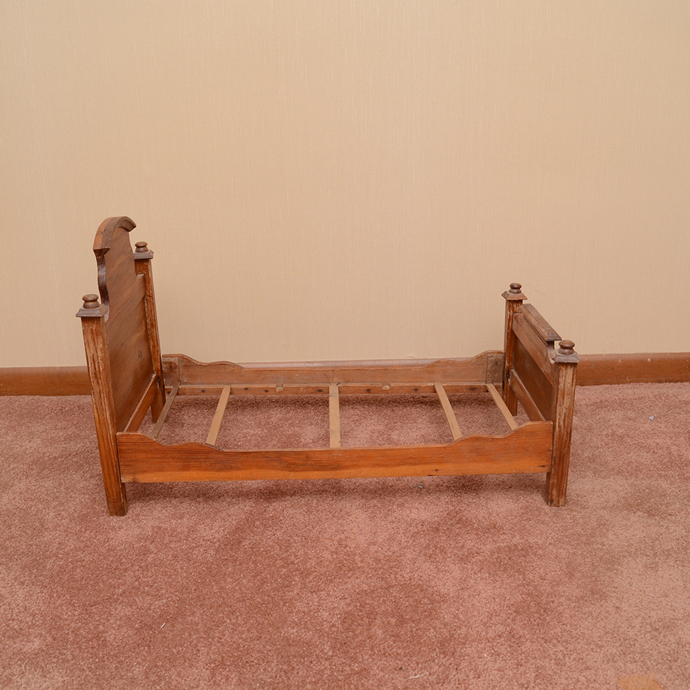 Antique Renaissance Revival Style Wooden Doll Bed