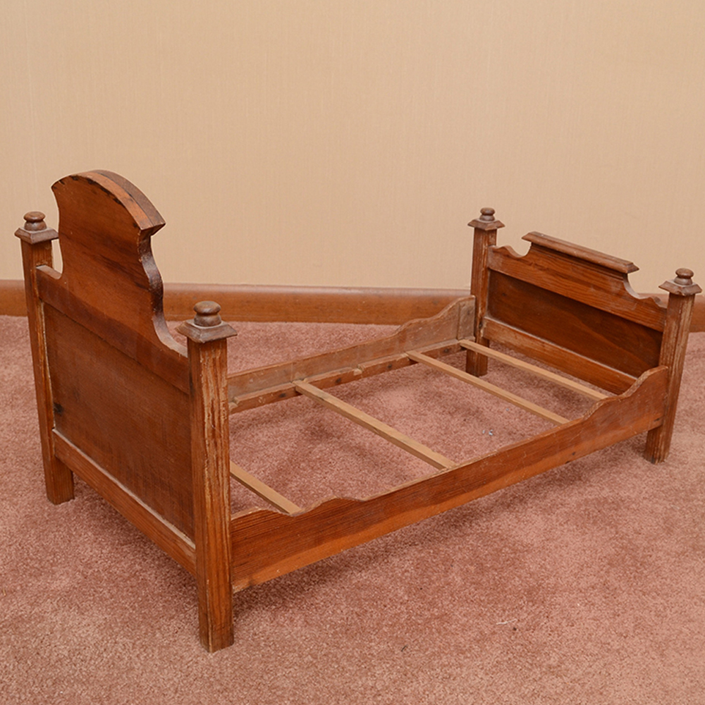 Antique Renaissance Revival Style Wooden Doll Bed