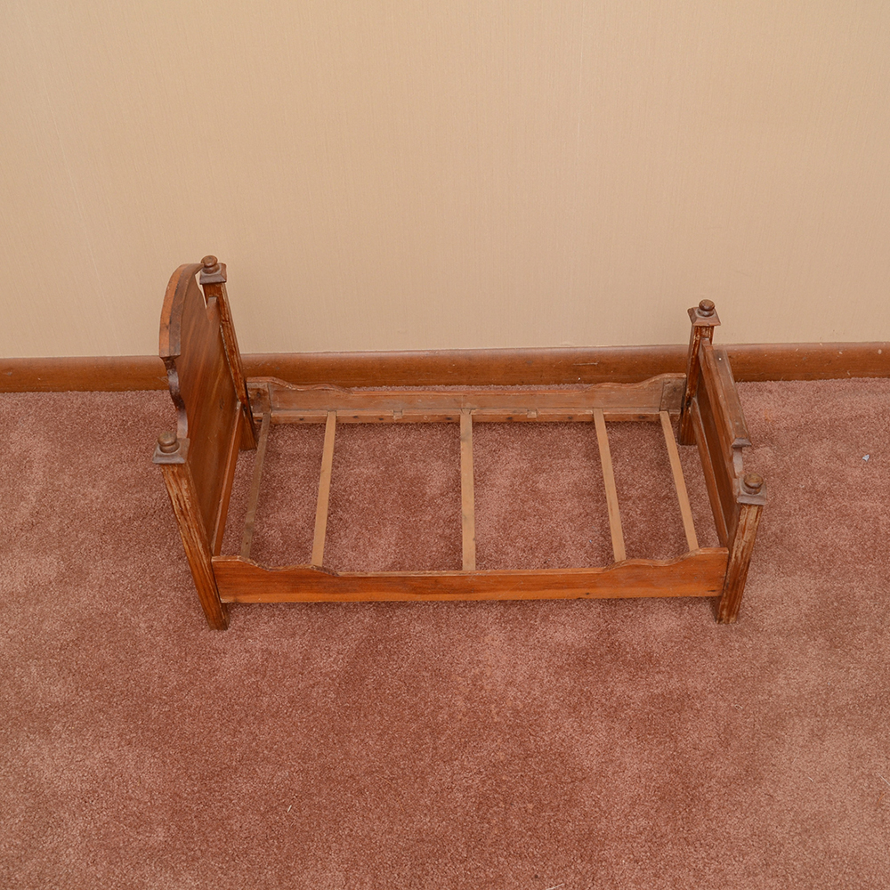Antique Renaissance Revival Style Wooden Doll Bed