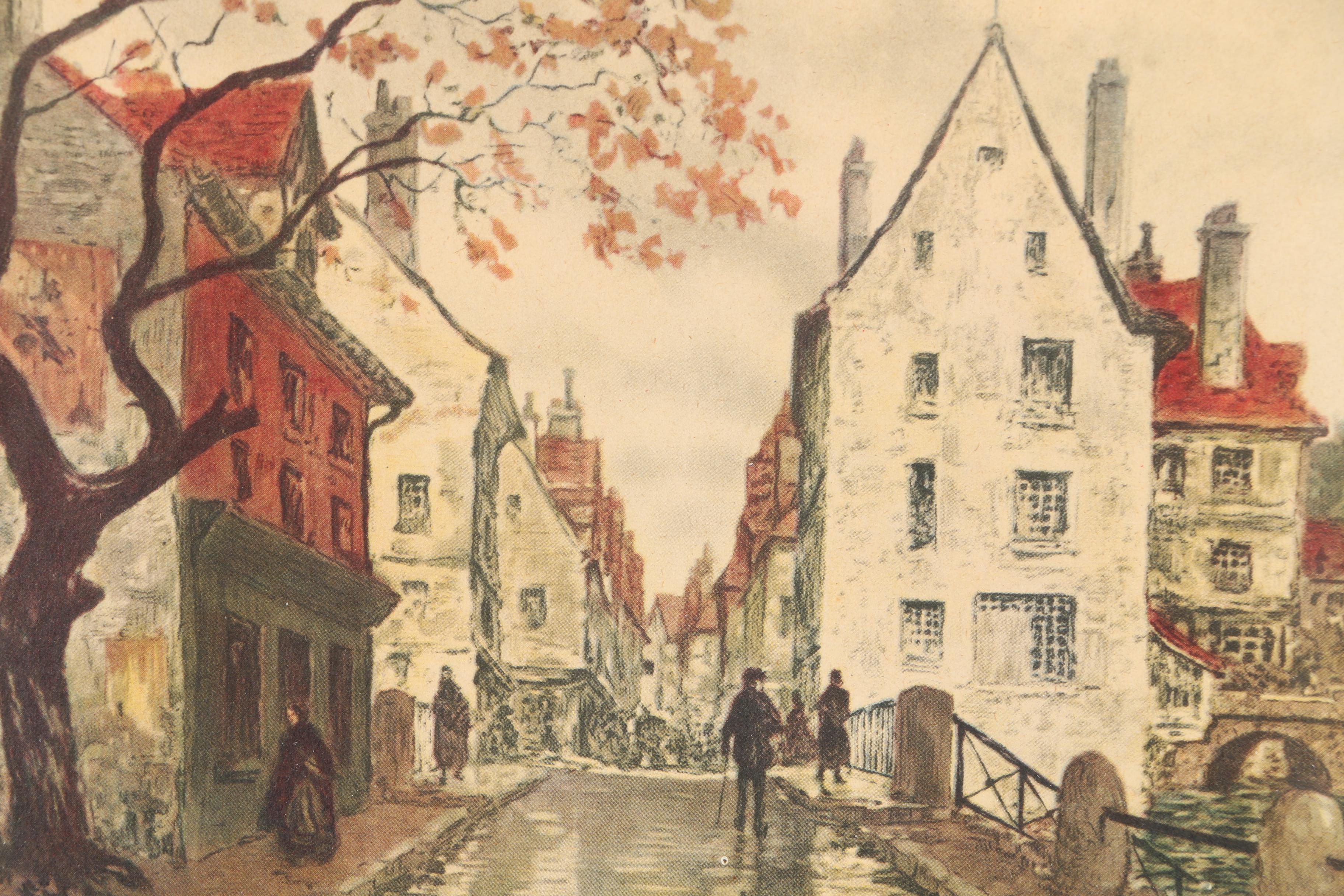 Offset Lithograph After L. Henri Poissones' Etching "A Street In Grande- France"