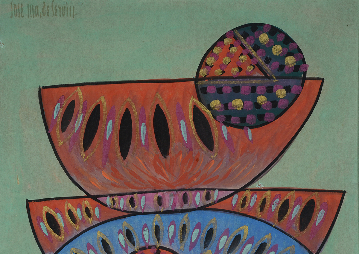 Jose Maria de Servin Original Vintage Gouache on Paper Still Life