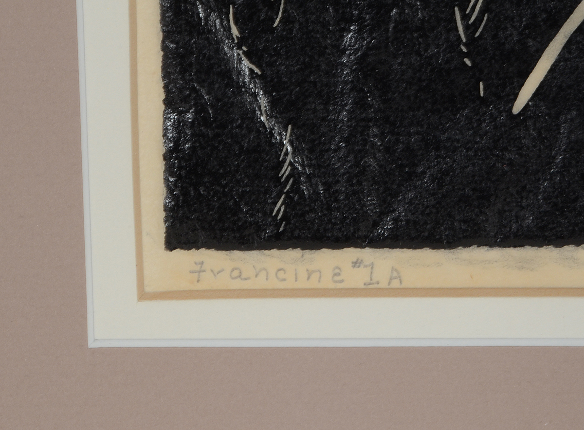 Signed Original Woodcut Portrait "Francine"