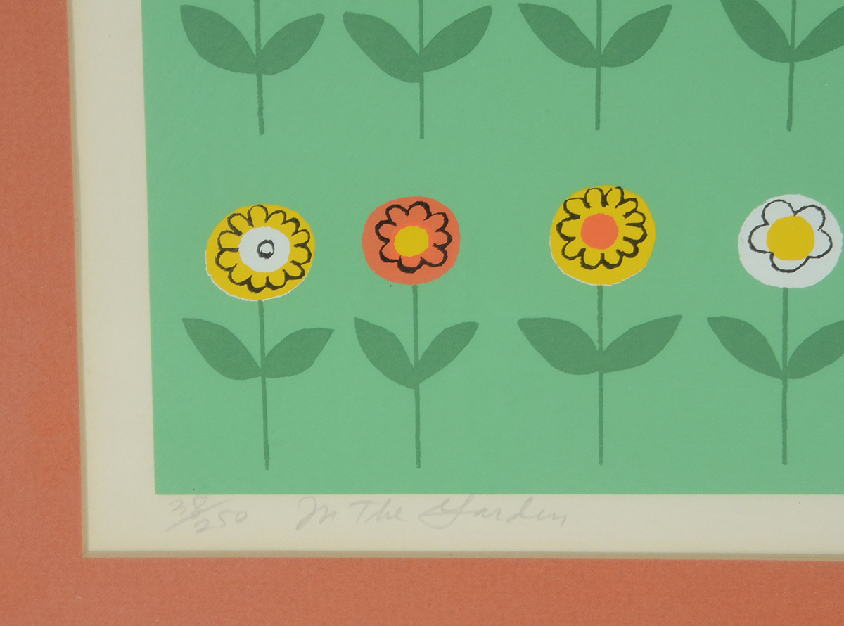 Edie Harper Signed 1975 Limited Edition Serigraph "In the Garden"