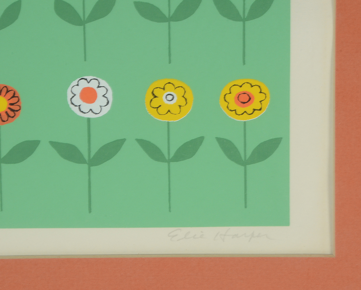 Edie Harper Signed 1975 Limited Edition Serigraph "In the Garden"