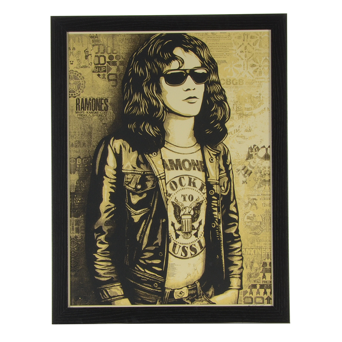 Shepard Fairey Signed Limited Edition Serigraph "Tommy Ramone Collage (Gold)"