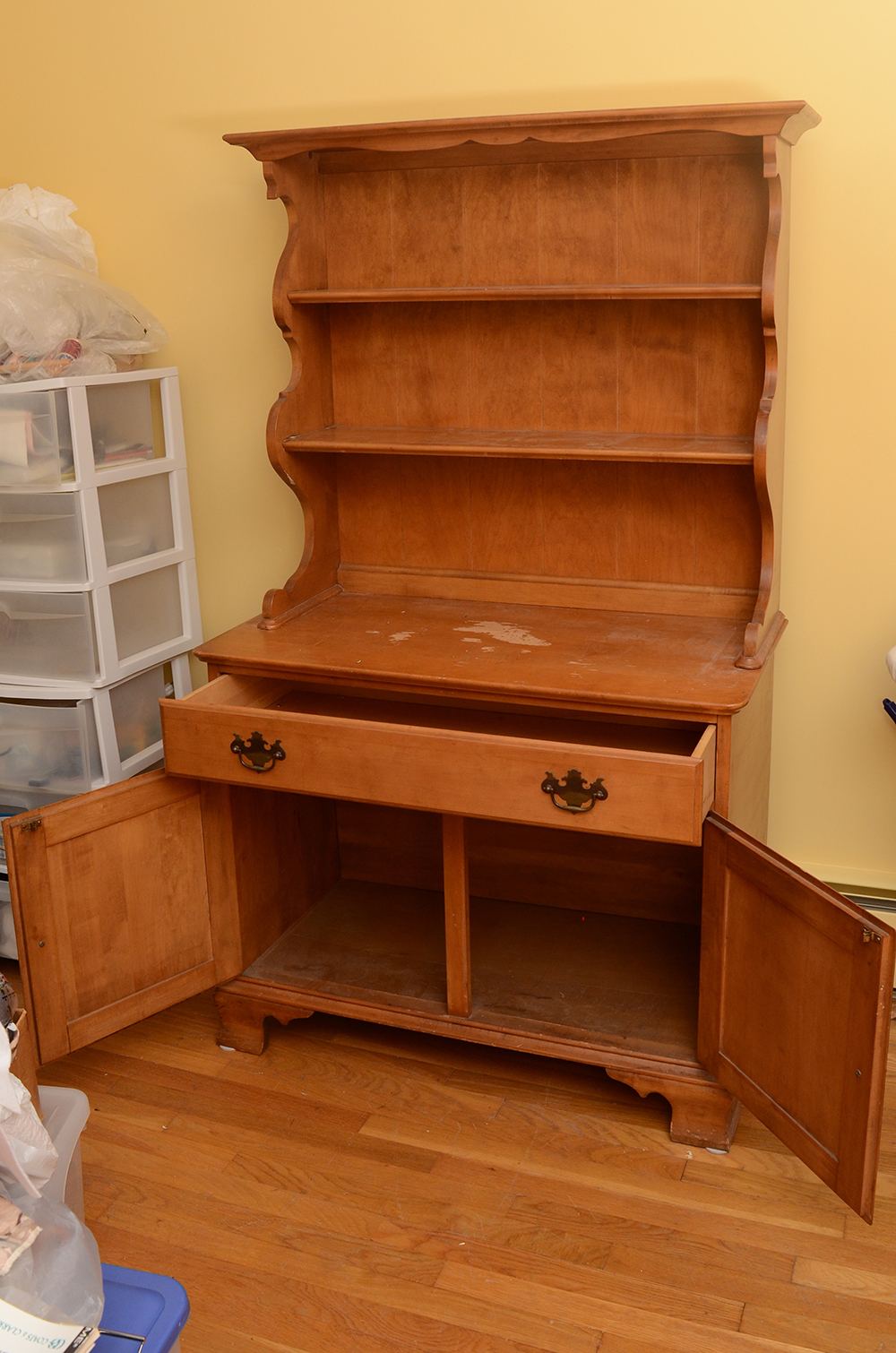 Sugar Maple Display Hutch Over Server Cabinet by O'Hearn