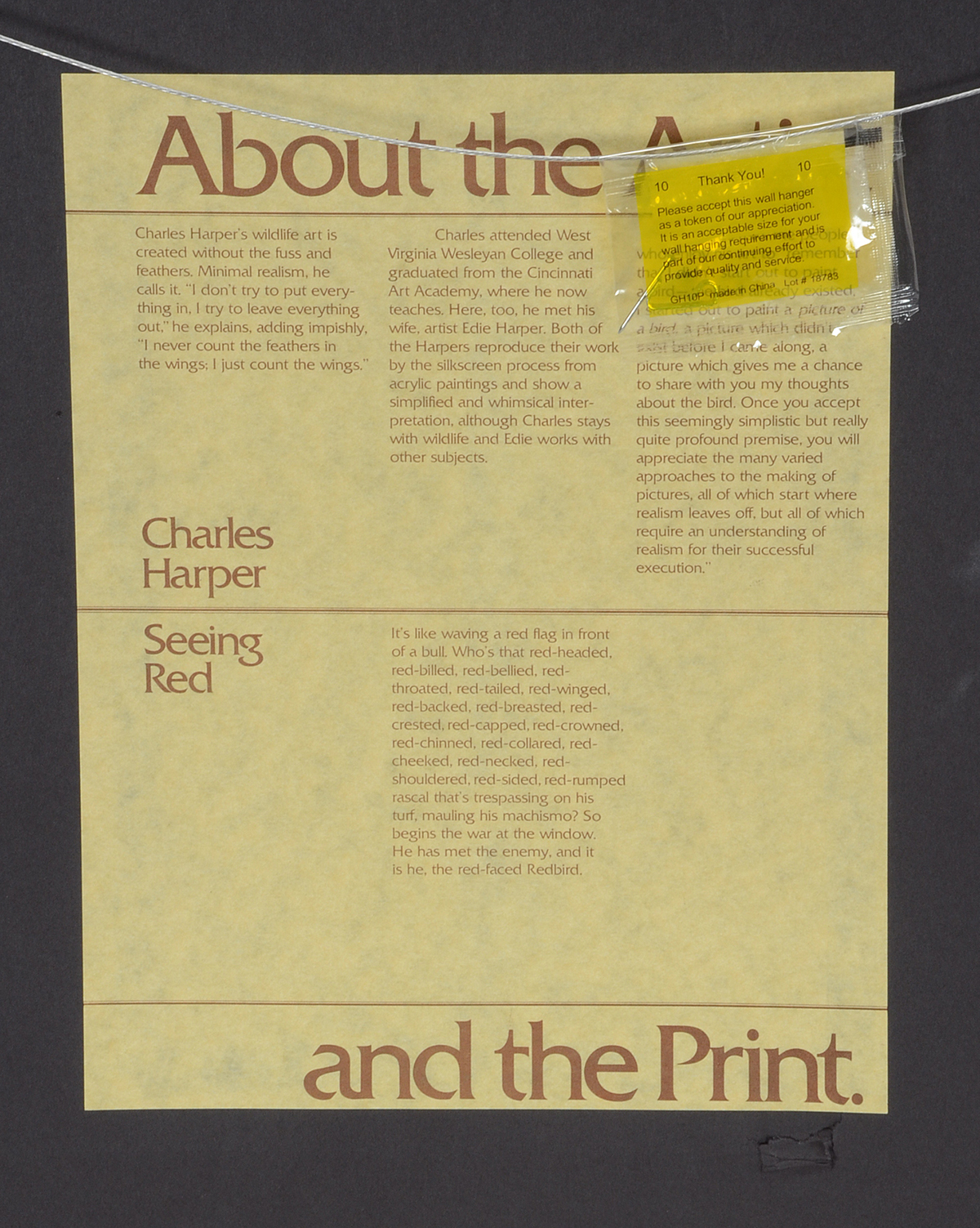 Charley Harper Signed Limited Edition Serigraph "Seeing Red"