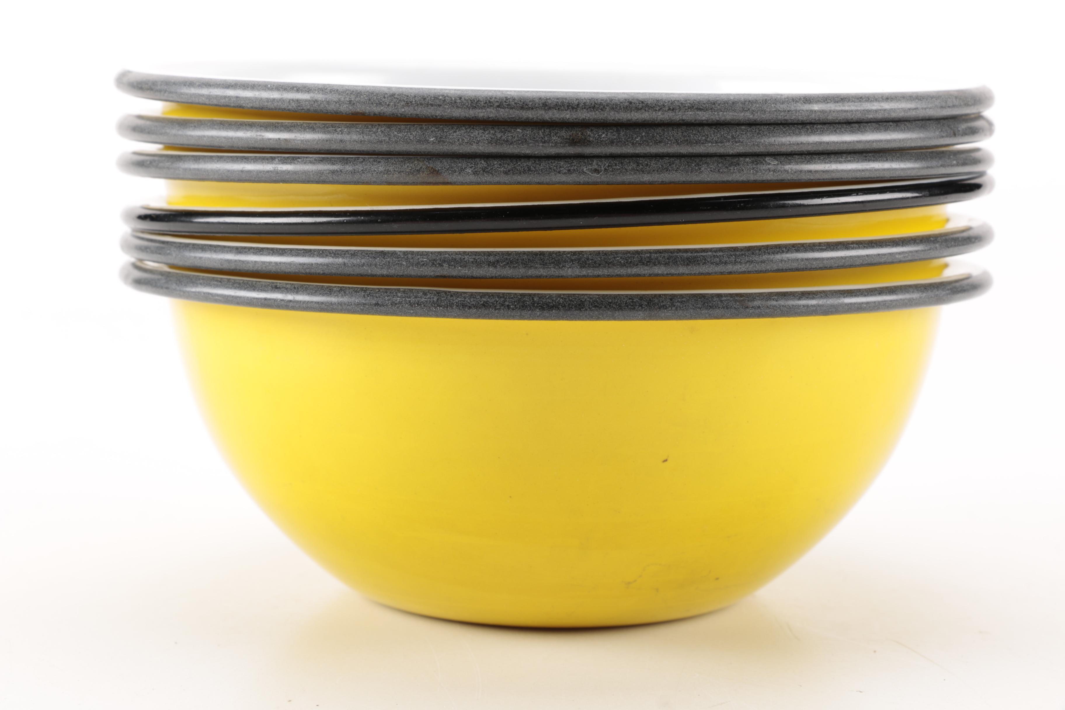 Six Vintage Enameled Bowls