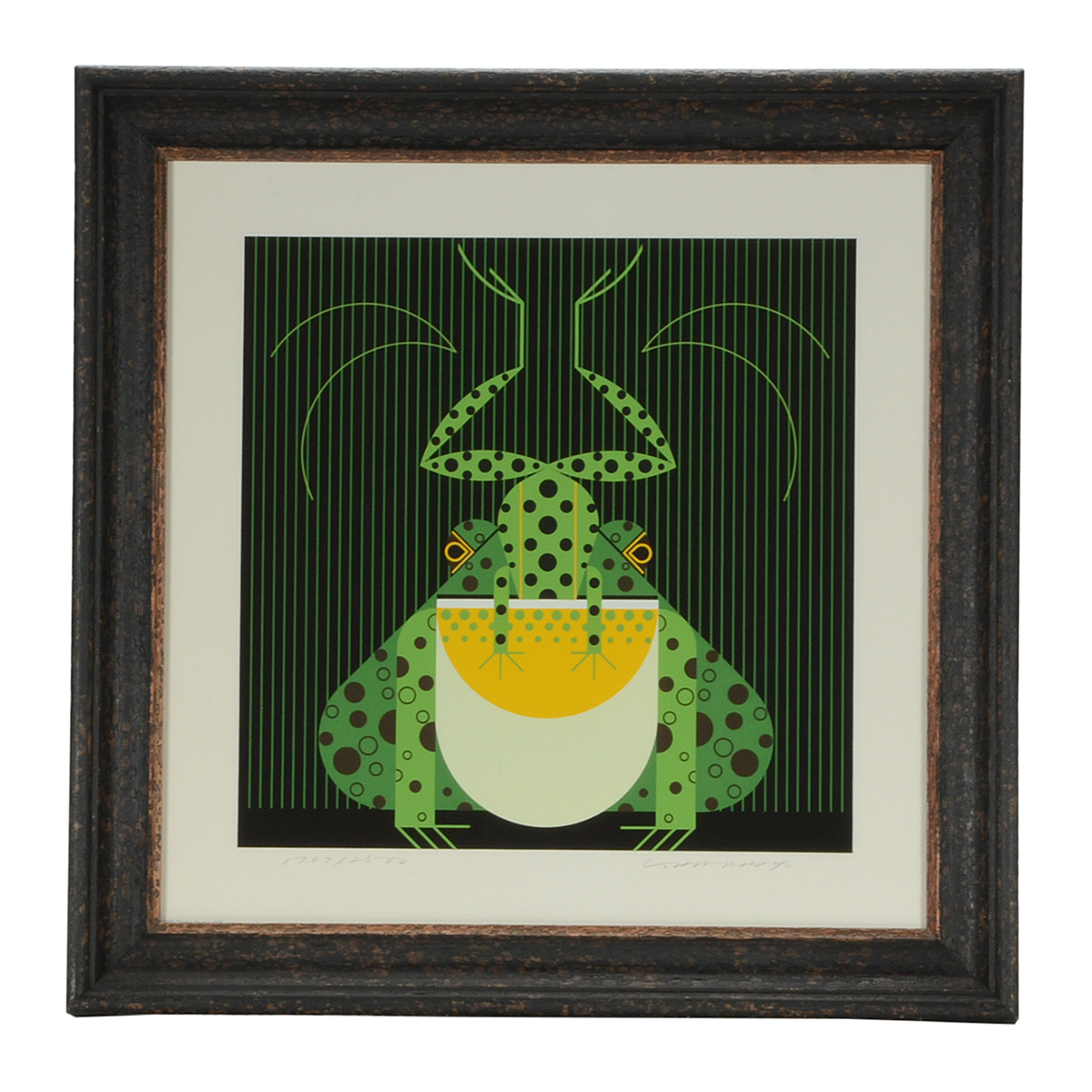 Charley Harper Signed Limited Edition Serigraph "Frog Eat Frog"
