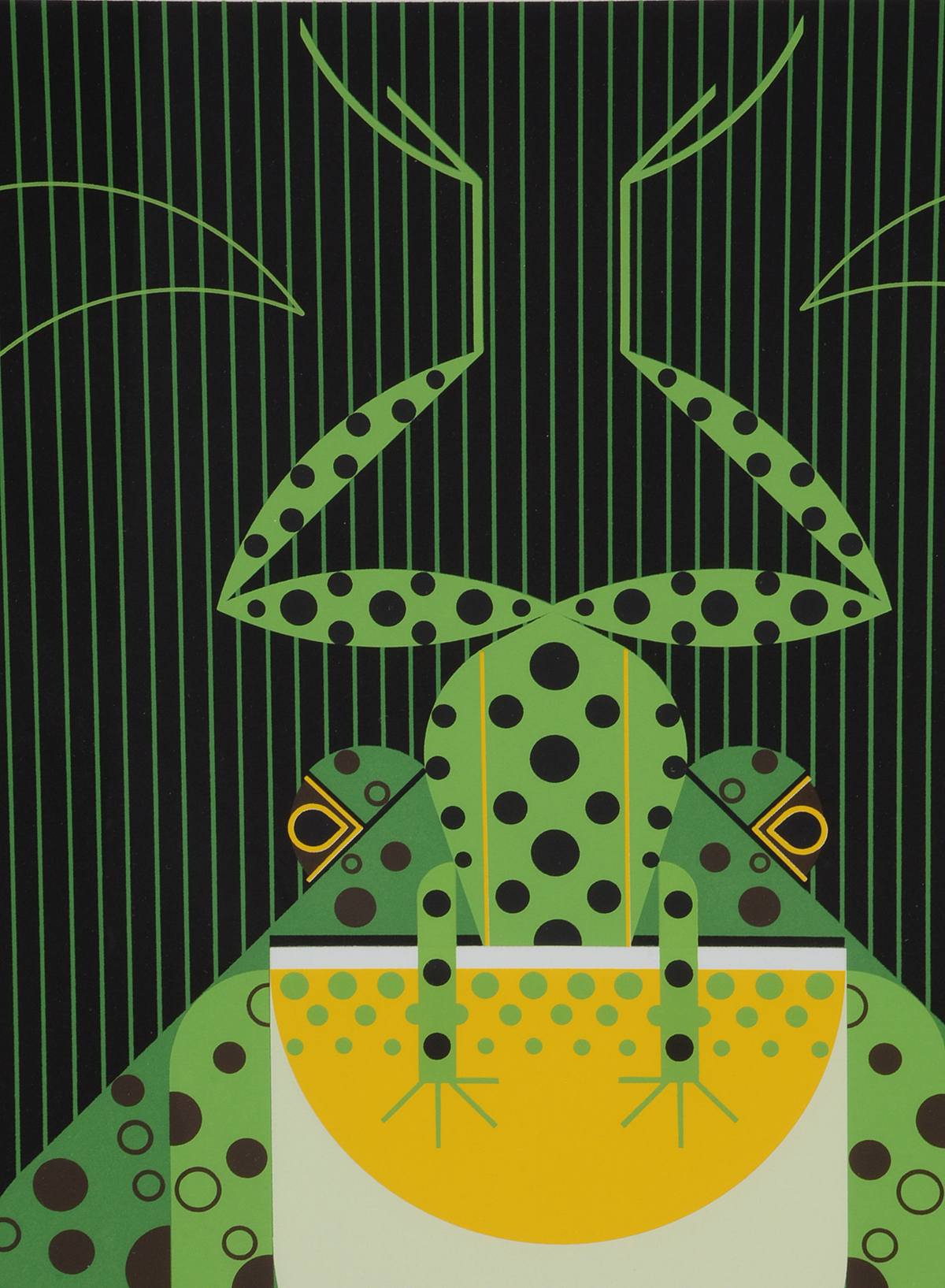 Charley Harper Signed Limited Edition Serigraph "Frog Eat Frog"