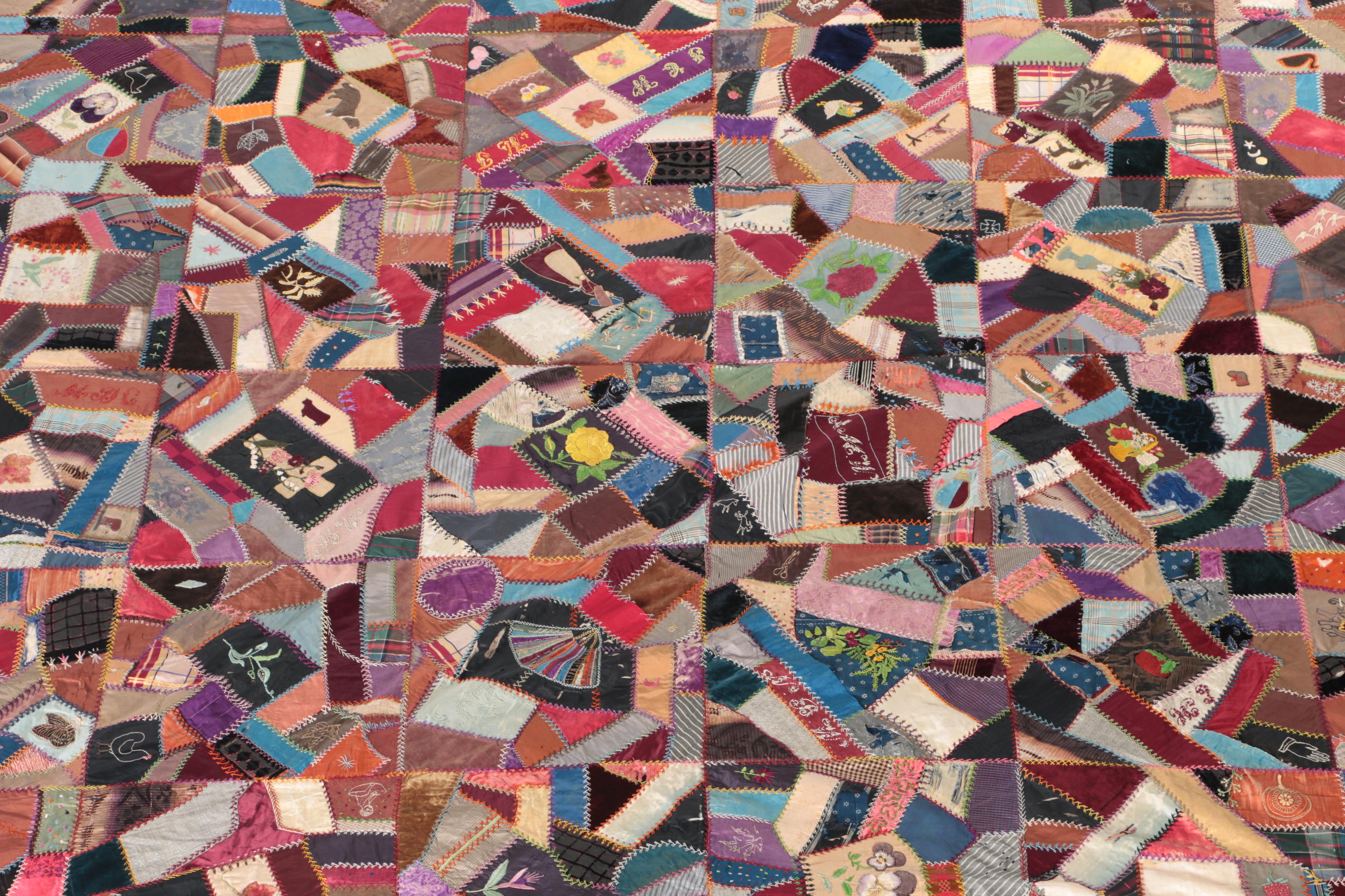 Handmade "Wool Crazy" Patchwork Quilt