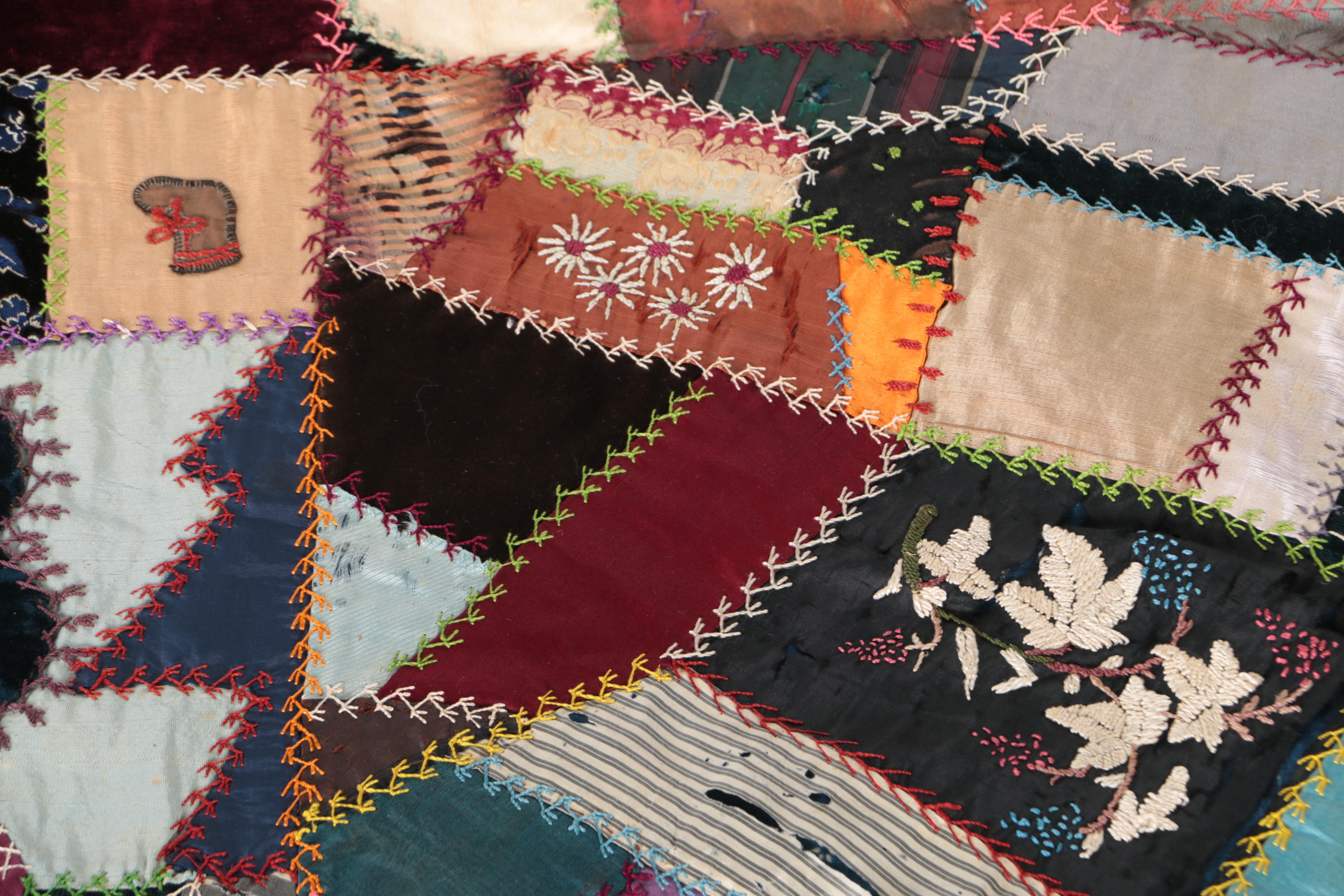 Handmade "Wool Crazy" Patchwork Quilt