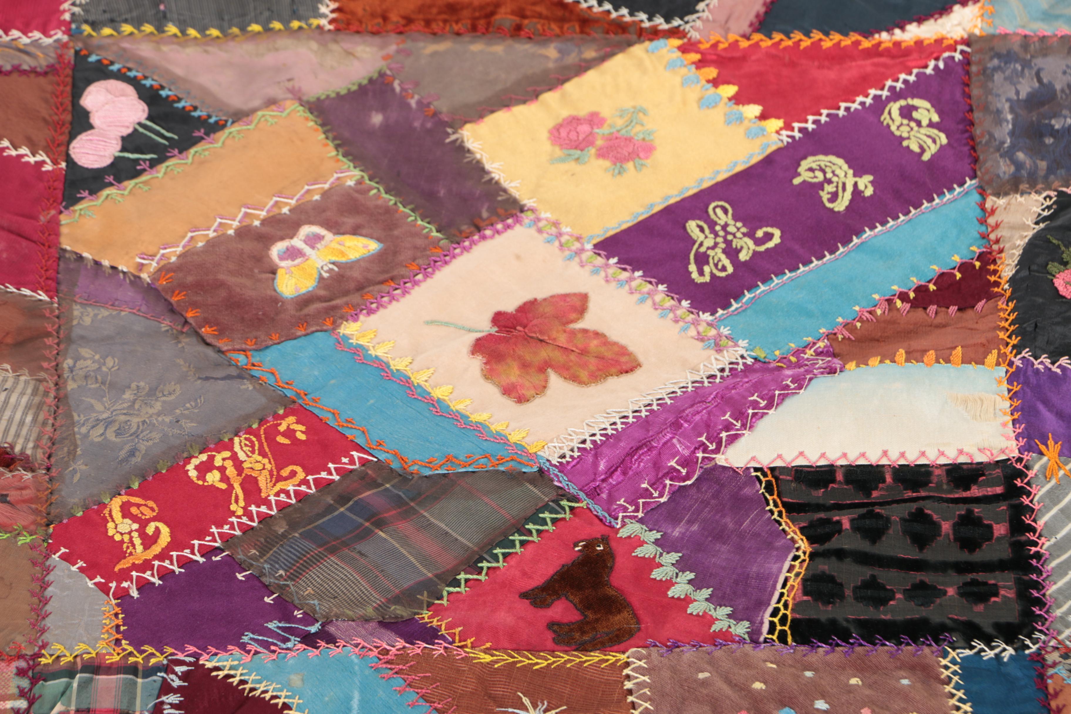 Handmade "Wool Crazy" Patchwork Quilt