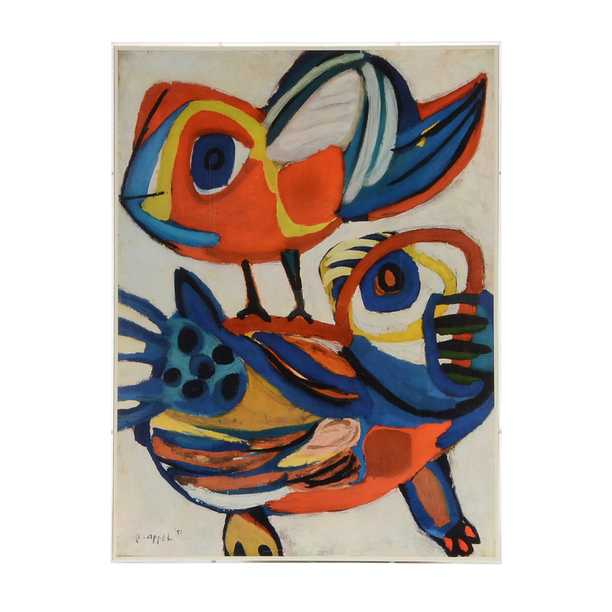 Offset Lithographic Reproduction after Karel Christiaan Appel 1951 Painting "Ontmoeting (Encounter)"