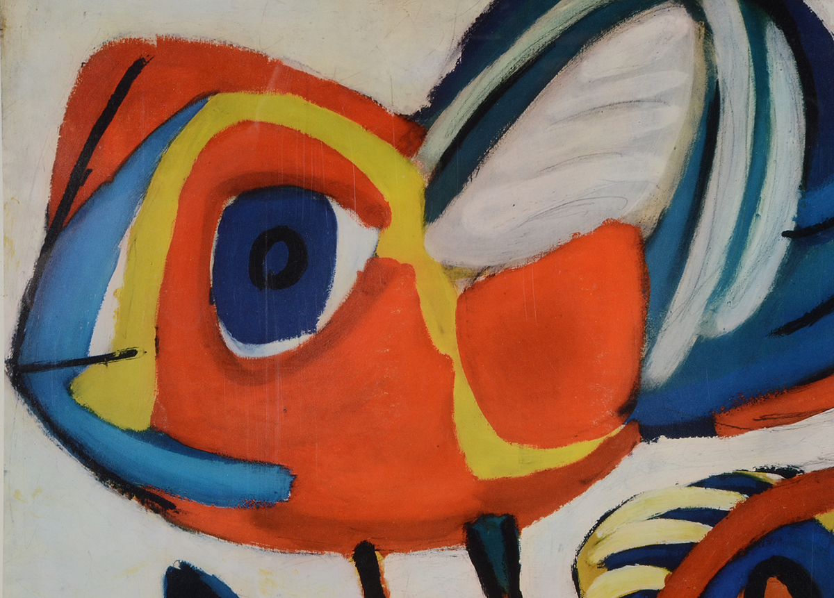 Offset Lithographic Reproduction after Karel Christiaan Appel 1951 Painting "Ontmoeting (Encounter)"