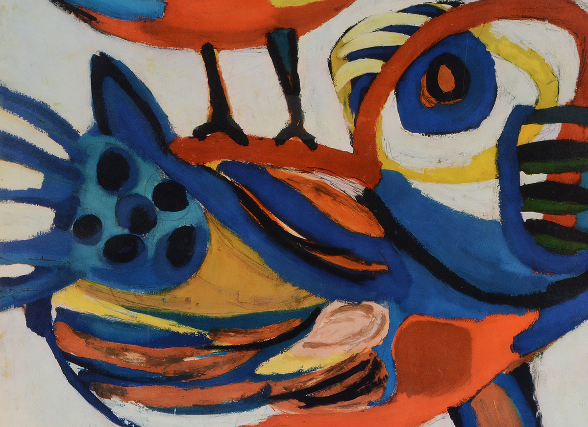 Offset Lithographic Reproduction after Karel Christiaan Appel 1951 Painting "Ontmoeting (Encounter)"