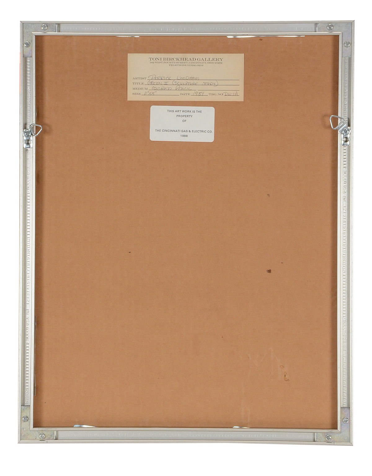 Two Derrick Woodham Original 1984 Colored Pencil Sculpture Studies "Blue II" & "Green II"