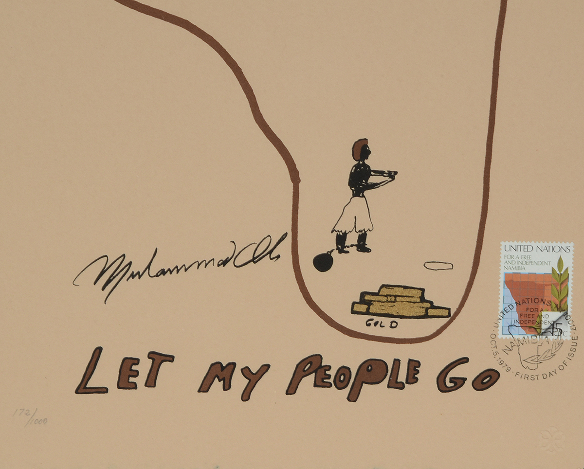 Muhammad Ali Limited Edition 1979 Lithograph "Let My People Go" with United Nations Stamp