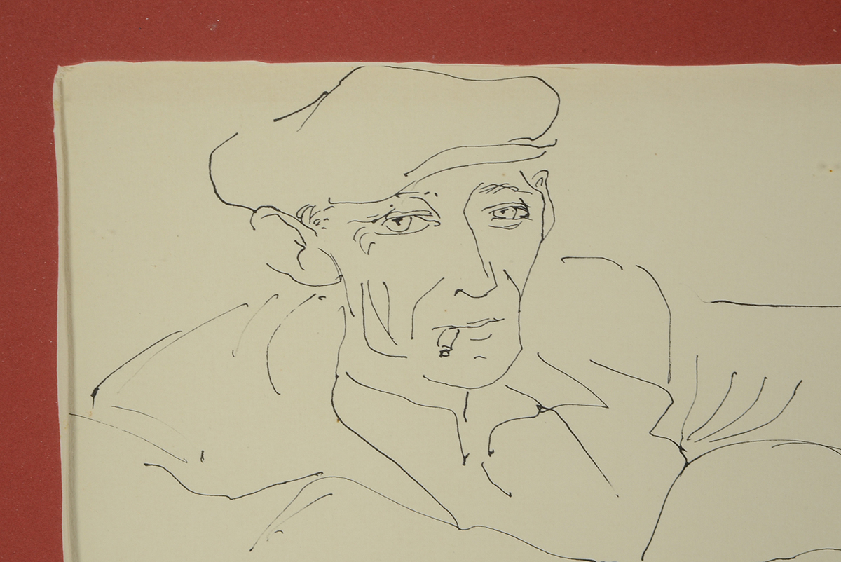 Vintage Gestural Lithograph Portrait