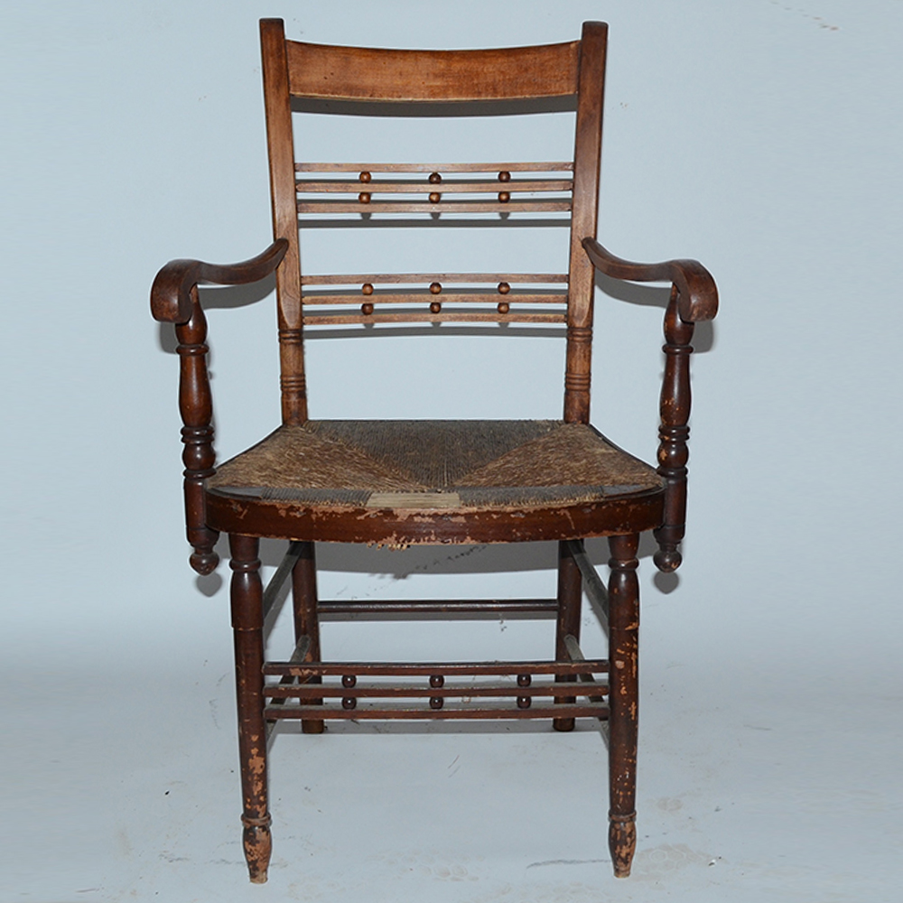 Antique "Cheesebox" Rush Seat Chairs Including Rocker