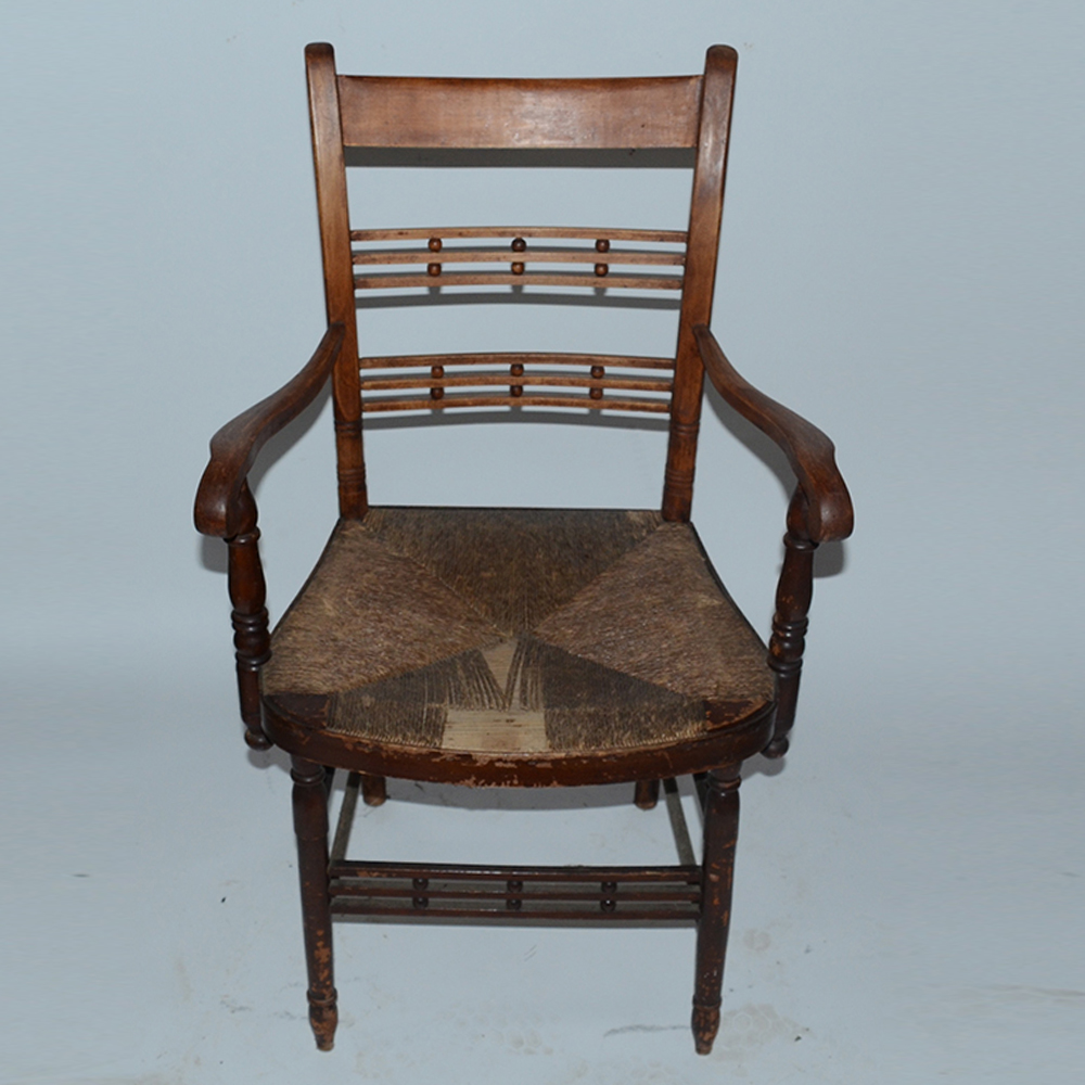 Antique "Cheesebox" Rush Seat Chairs Including Rocker