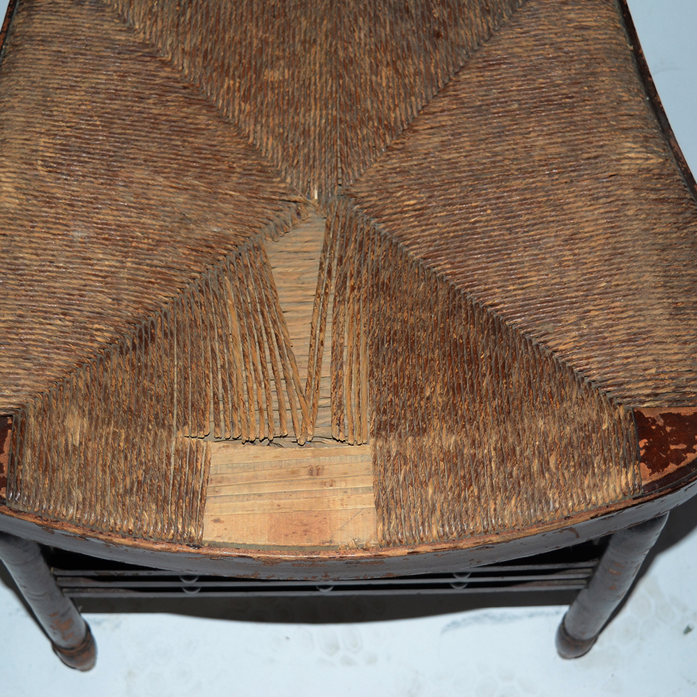 Antique "Cheesebox" Rush Seat Chairs Including Rocker