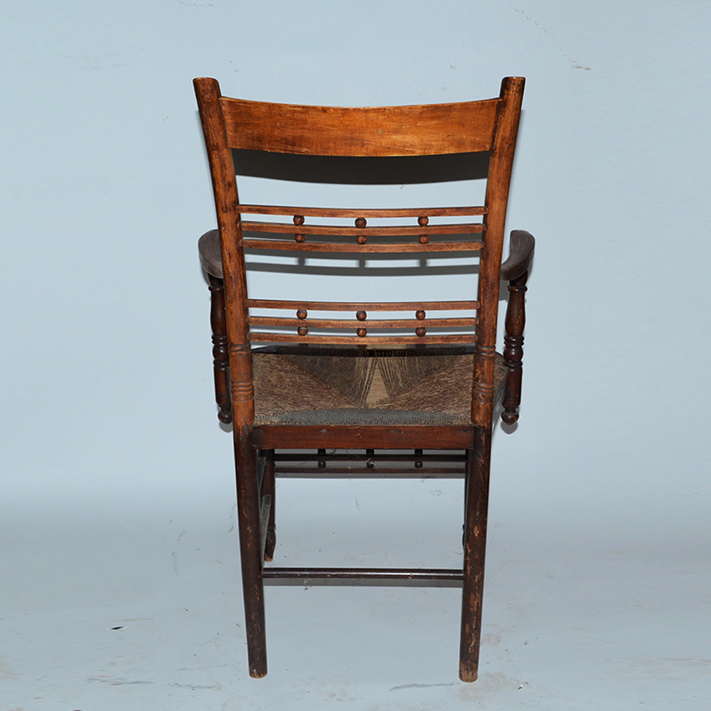 Antique "Cheesebox" Rush Seat Chairs Including Rocker