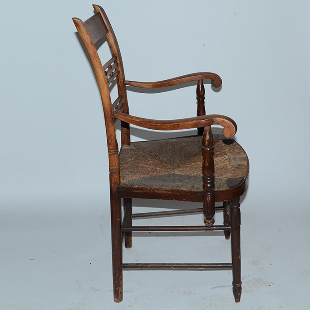 Antique "Cheesebox" Rush Seat Chairs Including Rocker