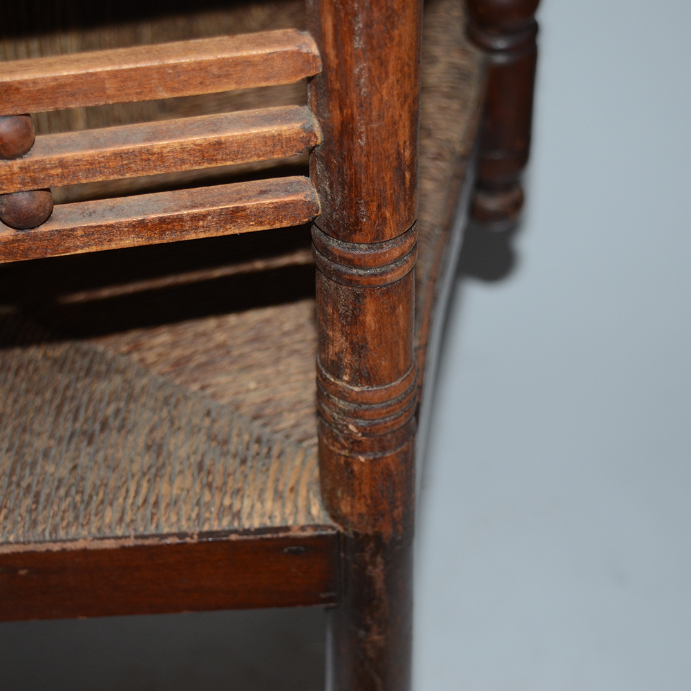 Antique "Cheesebox" Rush Seat Chairs Including Rocker